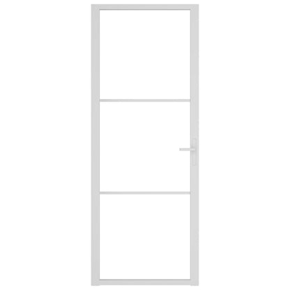 Porta Interna 76x201,5 cm Bianca in Vetro ESG e Alluminio