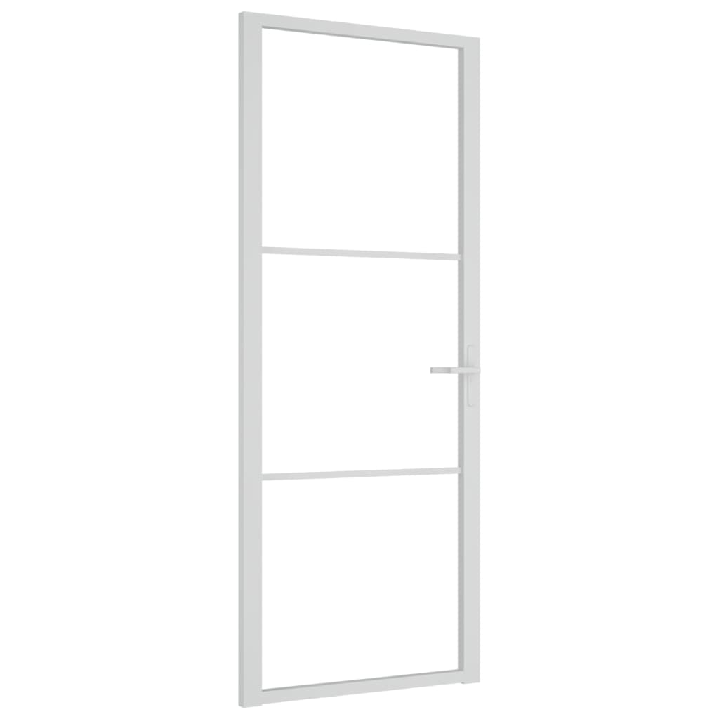Porta Interna 83x201,5 cm Bianca in Vetro ESG e Alluminio
