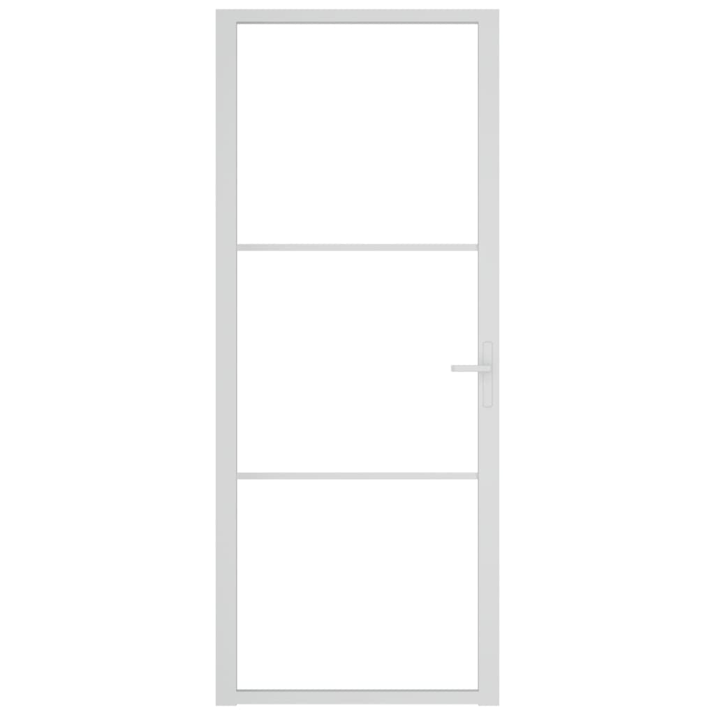 Porta Interna 83x201,5 cm Bianca in Vetro ESG e Alluminio