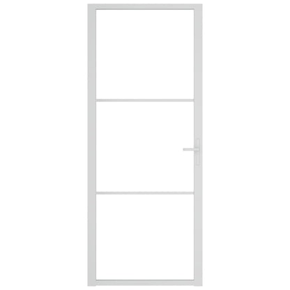 Porta Interna 83x201,5 cm Bianca in Vetro ESG e Alluminio