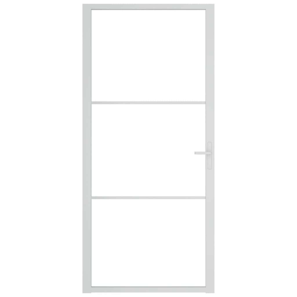 Porta Interna 93x201,5 cm Bianca in Vetro ESG e Alluminio