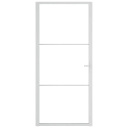 Porta Interna 93x201,5 cm Bianca in Vetro ESG e Alluminio