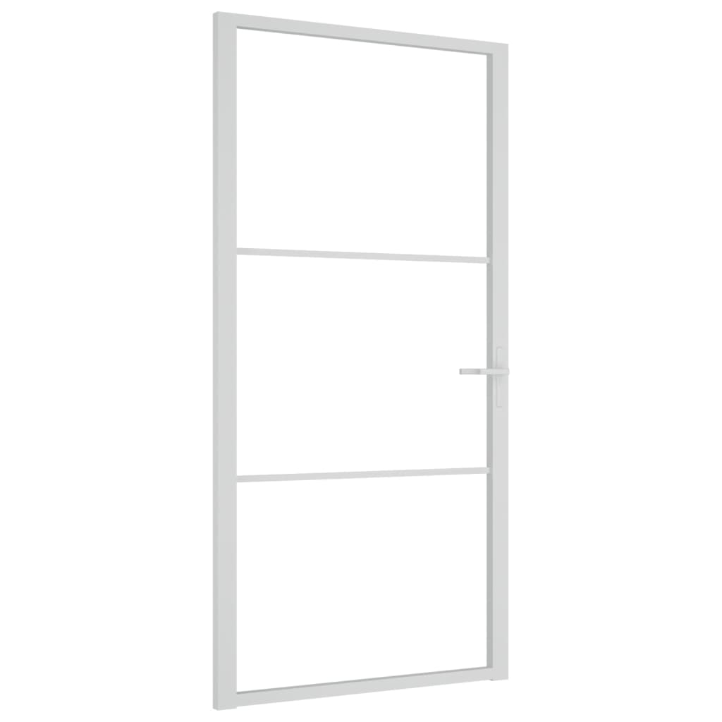 Porta Interna 102,5x201,5 cm Bianca in Vetro ESG e Alluminio