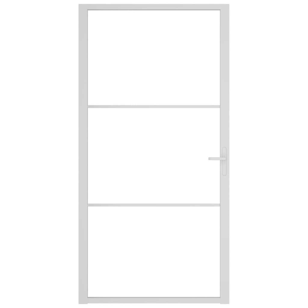 Porta Interna 102,5x201,5 cm Bianca in Vetro ESG e Alluminio