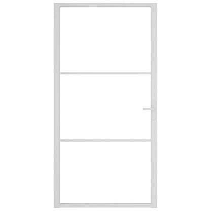 Porta Interna 102,5x201,5 cm Bianca in Vetro ESG e Alluminio