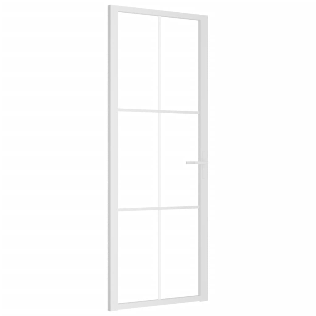 Porta Interna 76x201,5 cm Bianca in Vetro ESG e Alluminio