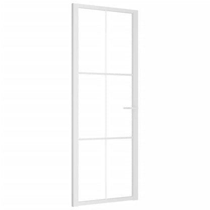 Porta Interna 76x201,5 cm Bianca in Vetro ESG e Alluminio