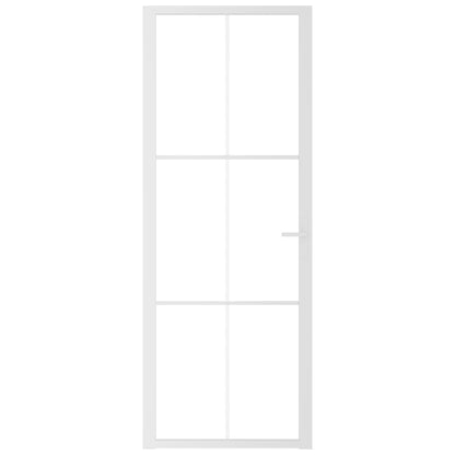 Porta Interna 76x201,5 cm Bianca in Vetro ESG e Alluminio