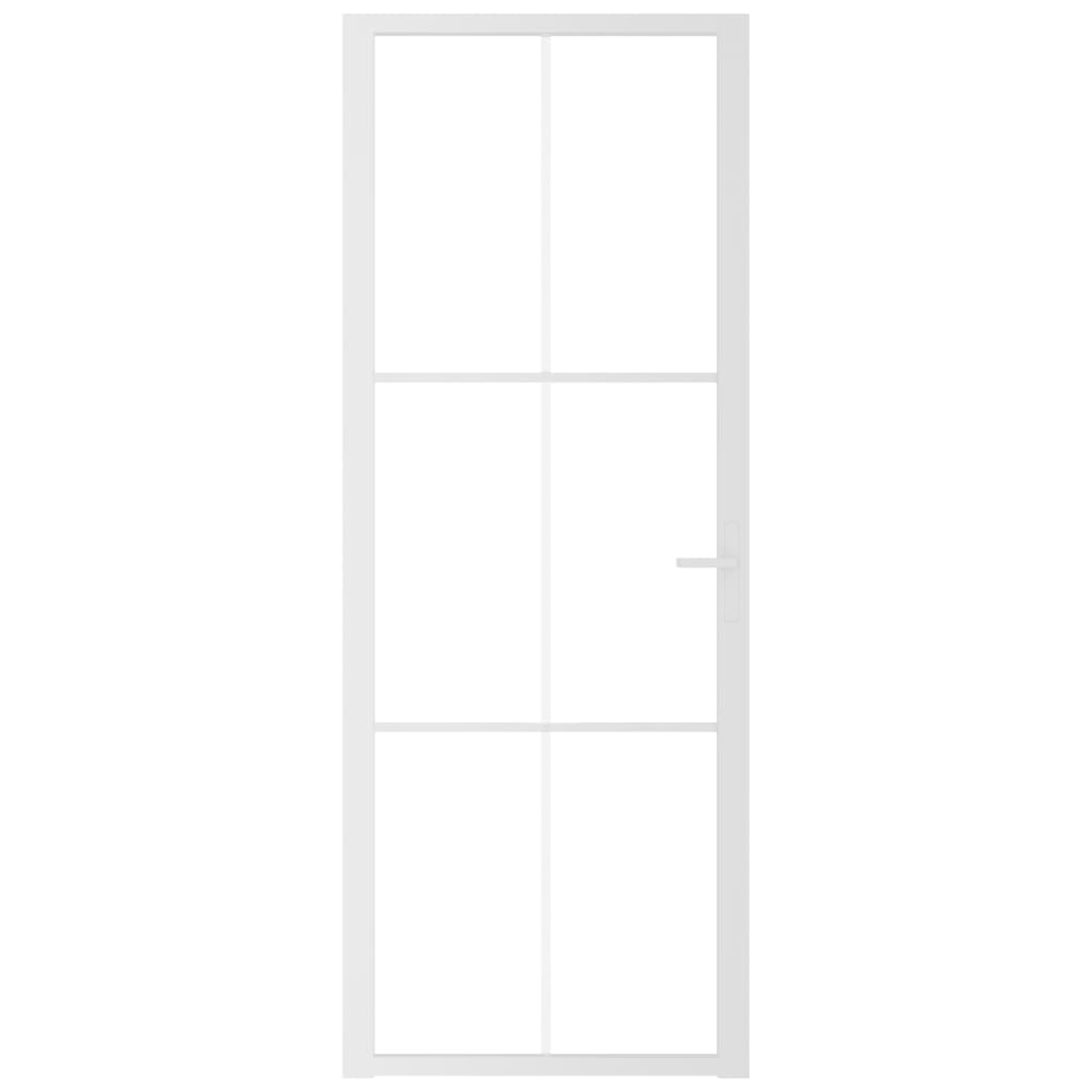 Porta Interna 76x201,5 cm Bianca in Vetro ESG e Alluminio