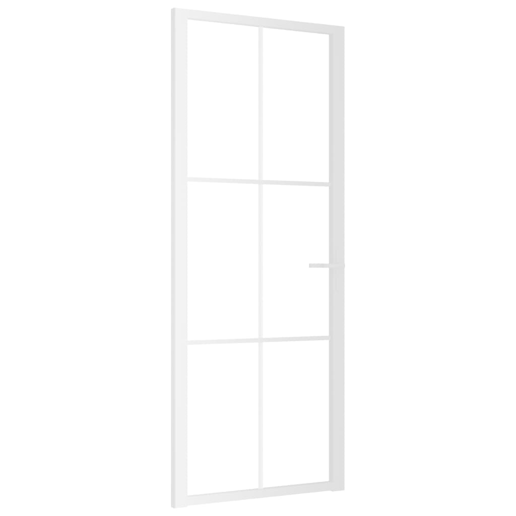 Porta Interna 83x201,5 cm Bianca in Vetro ESG e Alluminio