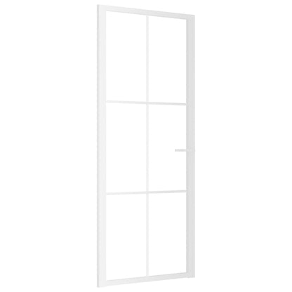 Porta Interna 83x201,5 cm Bianca in Vetro ESG e Alluminio