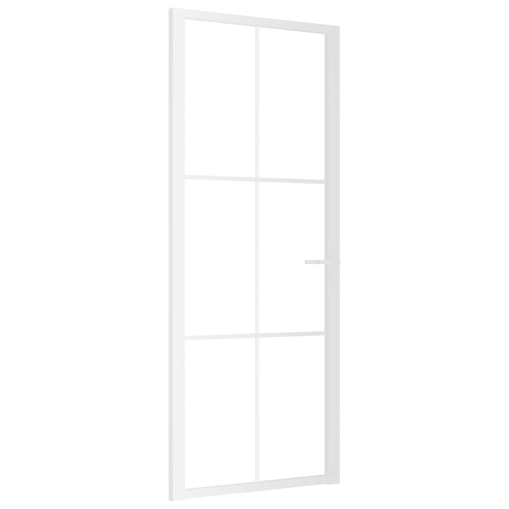 Porta Interna 83x201,5 cm Bianca in Vetro ESG e Alluminio