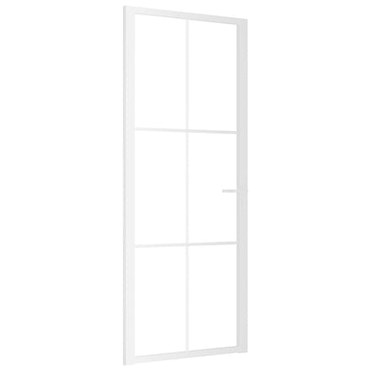 Porta Interna 83x201,5 cm Bianca in Vetro ESG e Alluminio