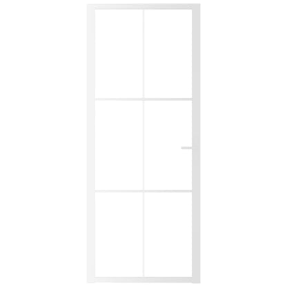 Porta Interna 83x201,5 cm Bianca in Vetro ESG e Alluminio