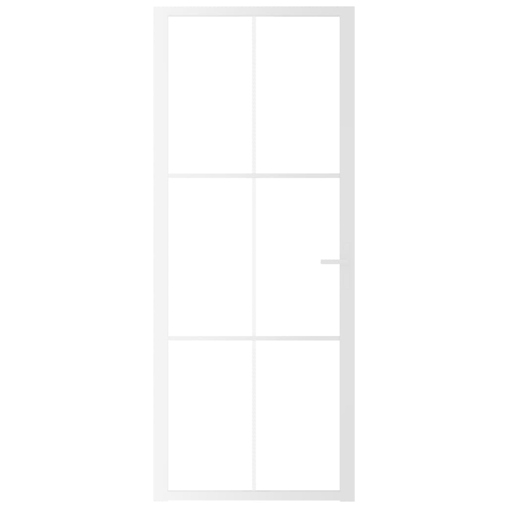 Porta Interna 83x201,5 cm Bianca in Vetro ESG e Alluminio