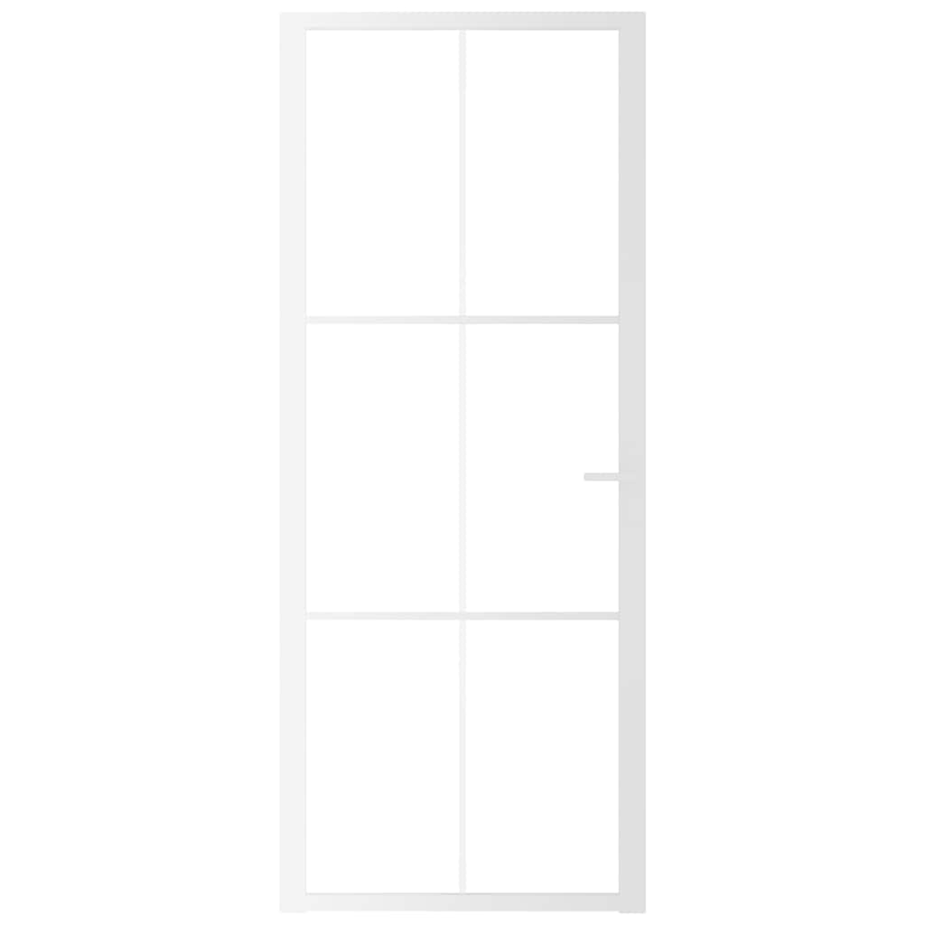 Porta Interna 83x201,5 cm Bianca in Vetro ESG e Alluminio