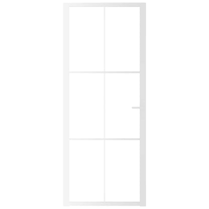 Porta Interna 83x201,5 cm Bianca in Vetro ESG e Alluminio