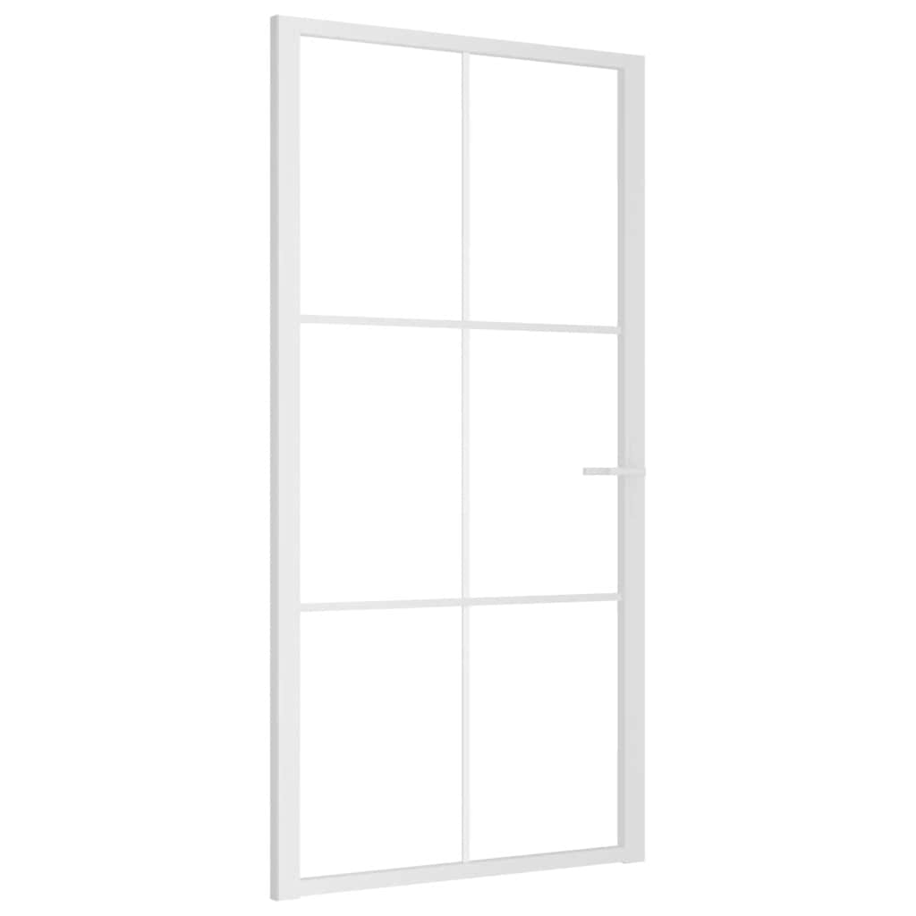 Porta Interna 102,5x201,5 cm Bianca in Vetro ESG e Alluminio