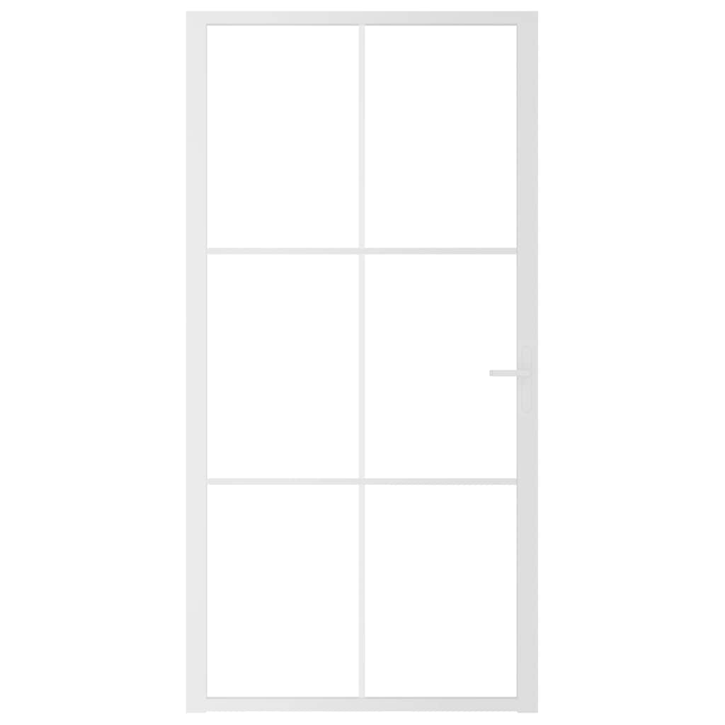 Porta Interna 102,5x201,5 cm Bianca in Vetro ESG e Alluminio