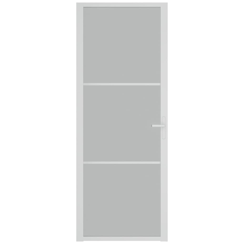 Porta Interna 76x201,5 cm Bianco Opaco Vetro e Alluminio