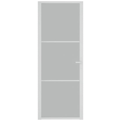 Porta Interna 76x201,5 cm Bianco Opaco Vetro e Alluminio