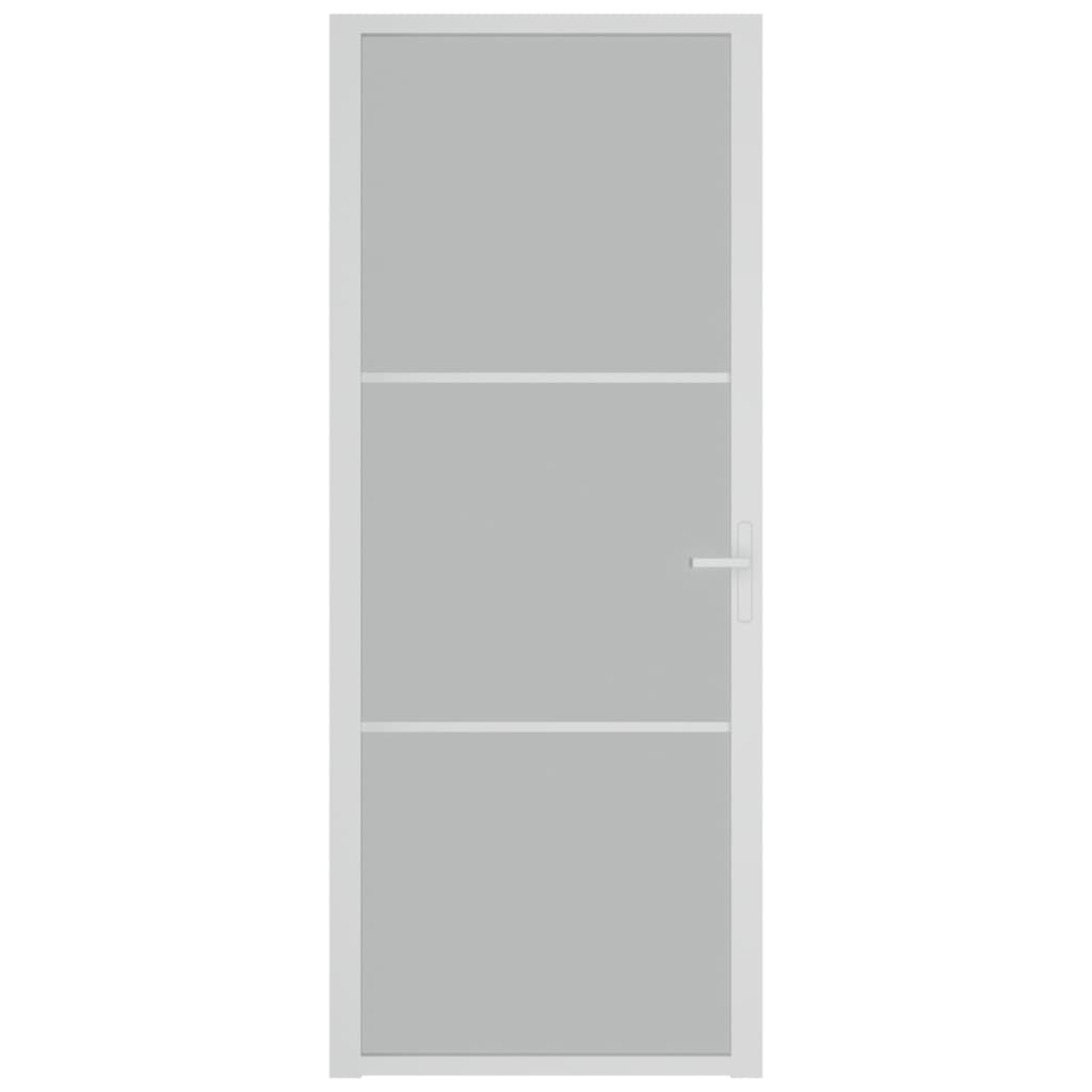 Porta Interna 83x201,5 cm Bianco Opaco Vetro e Alluminio