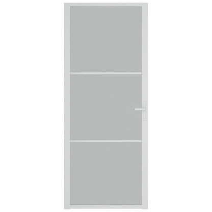 Porta Interna 83x201,5 cm Bianco Opaco Vetro e Alluminio