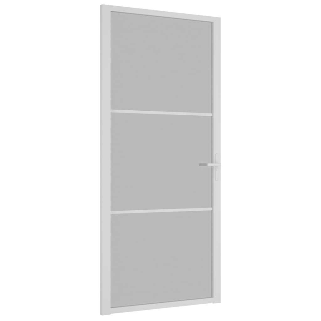 Porta Interna 93x201,5 cm Bianco Opaco Vetro e Alluminio