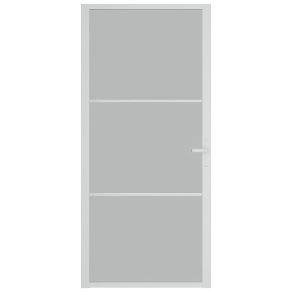 Porta Interna 93x201,5 cm Bianco Opaco Vetro e Alluminio