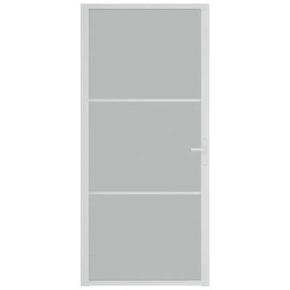 Porta Interna 93x201,5 cm Bianco Opaco Vetro e Alluminio