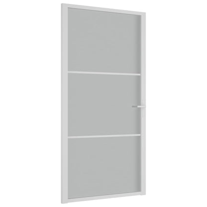 Porta Interna 102,5x201,5 cm Bianco Opaco in Vetro e Alluminio