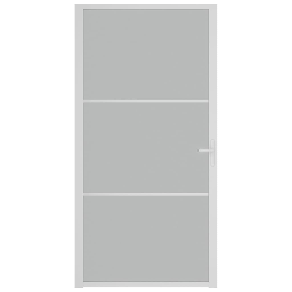 Porta Interna 102,5x201,5 cm Bianco Opaco in Vetro e Alluminio