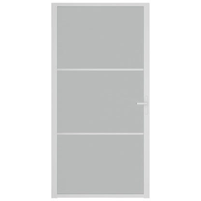 Porta Interna 102,5x201,5 cm Bianco Opaco in Vetro e Alluminio