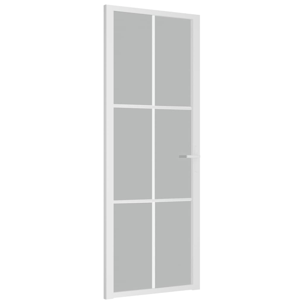 Porta Interna 76x201,5 cm Bianco Opaco Vetro e Alluminio