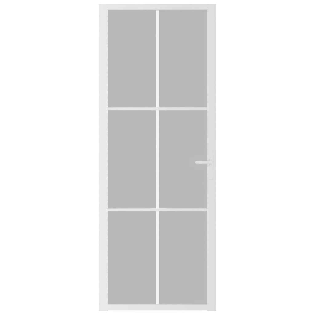 Porta Interna 76x201,5 cm Bianco Opaco Vetro e Alluminio