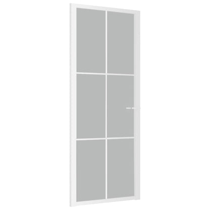 Porta Interna 83x201,5 cm Bianco Opaco Vetro e Alluminio