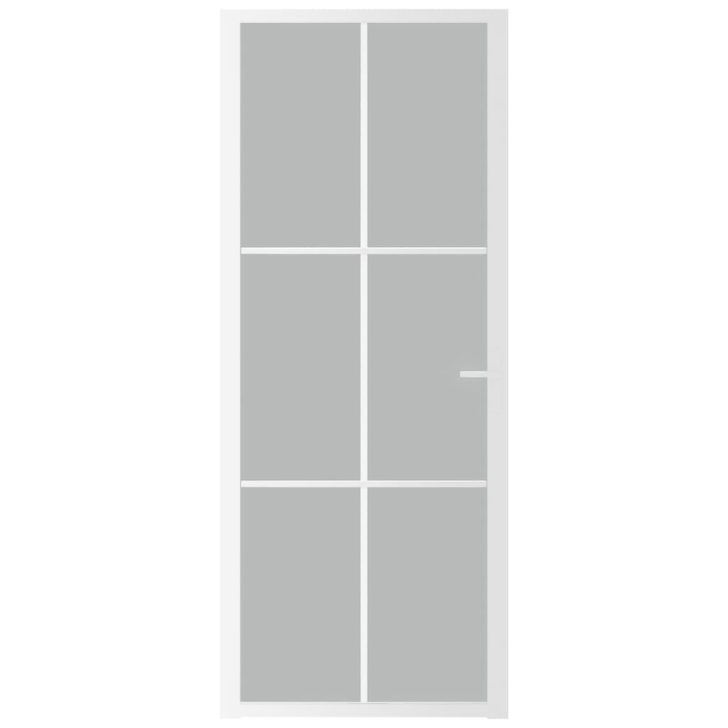 Porta Interna 83x201,5 cm Bianco Opaco Vetro e Alluminio
