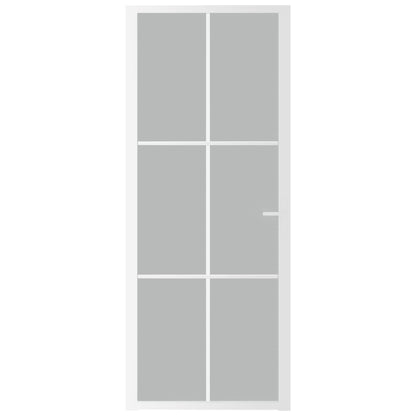 Porta Interna 83x201,5 cm Bianco Opaco Vetro e Alluminio