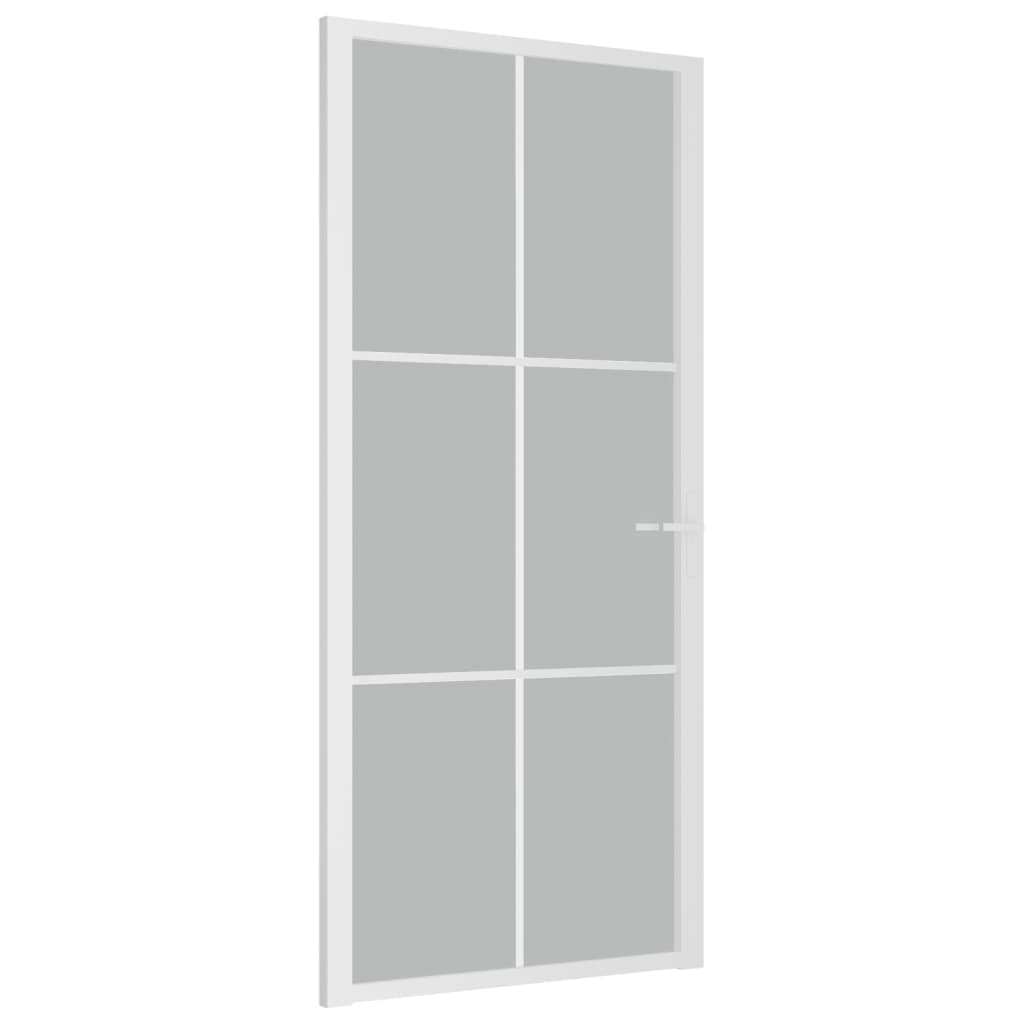 Porta Interna 93x201,5 cm Bianco Opaco Vetro e Alluminio