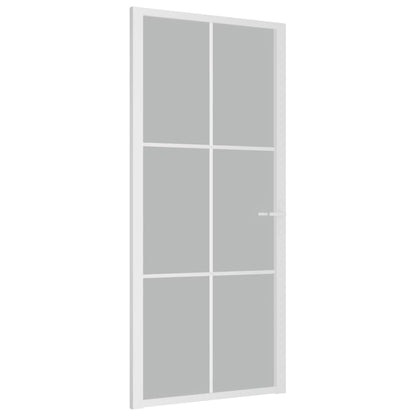 Porta Interna 93x201,5 cm Bianco Opaco Vetro e Alluminio