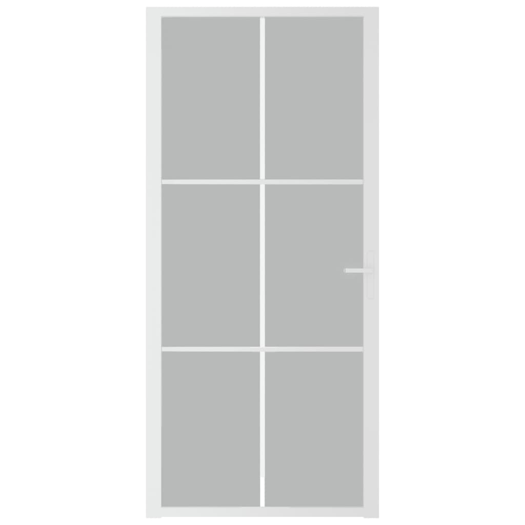 Porta Interna 93x201,5 cm Bianco Opaco Vetro e Alluminio