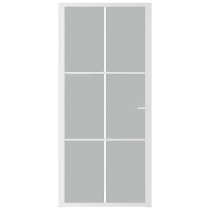 Porta Interna 93x201,5 cm Bianco Opaco Vetro e Alluminio