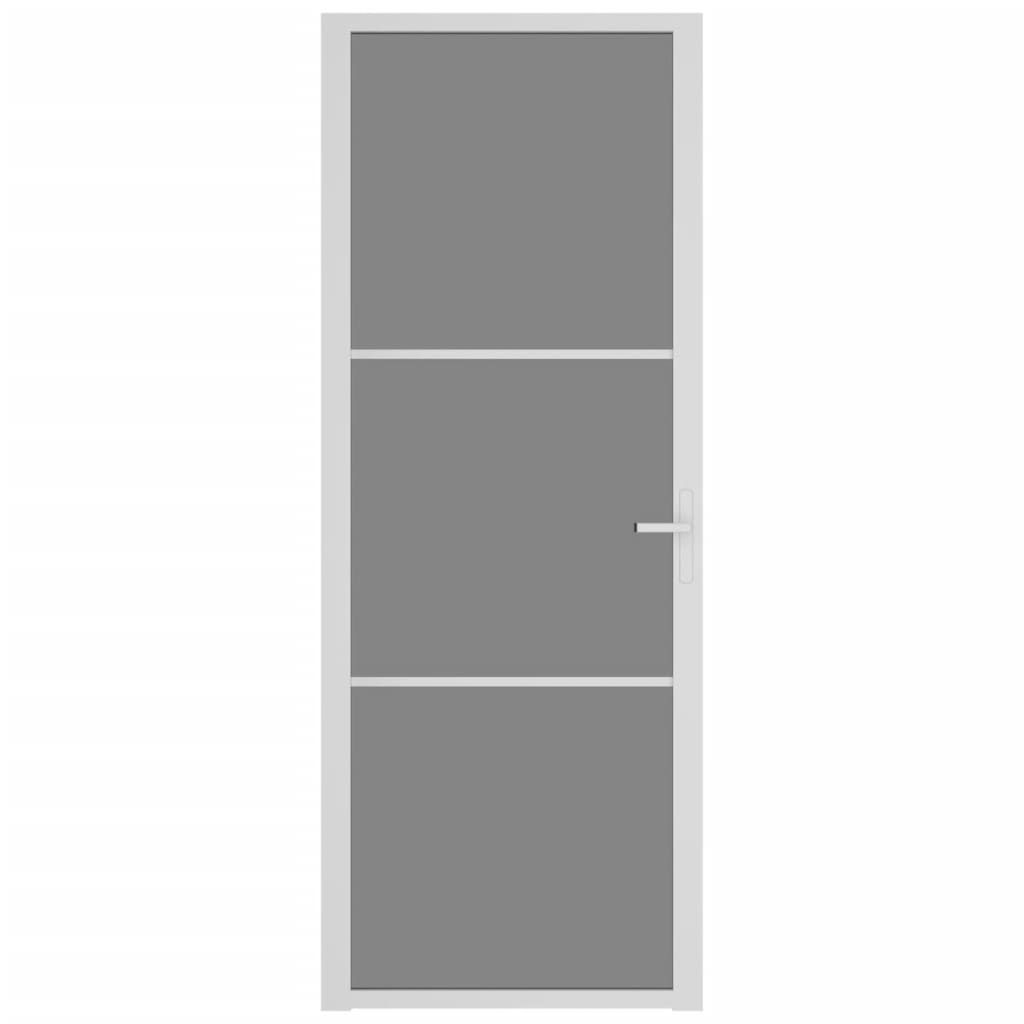 Porta Interna 76x201,5 cm Bianca in Vetro ESG e Alluminio
