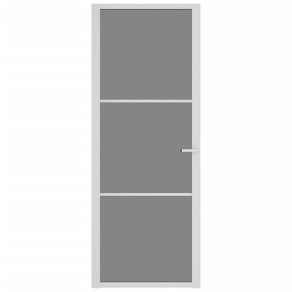 Porta Interna 76x201,5 cm Bianca in Vetro ESG e Alluminio
