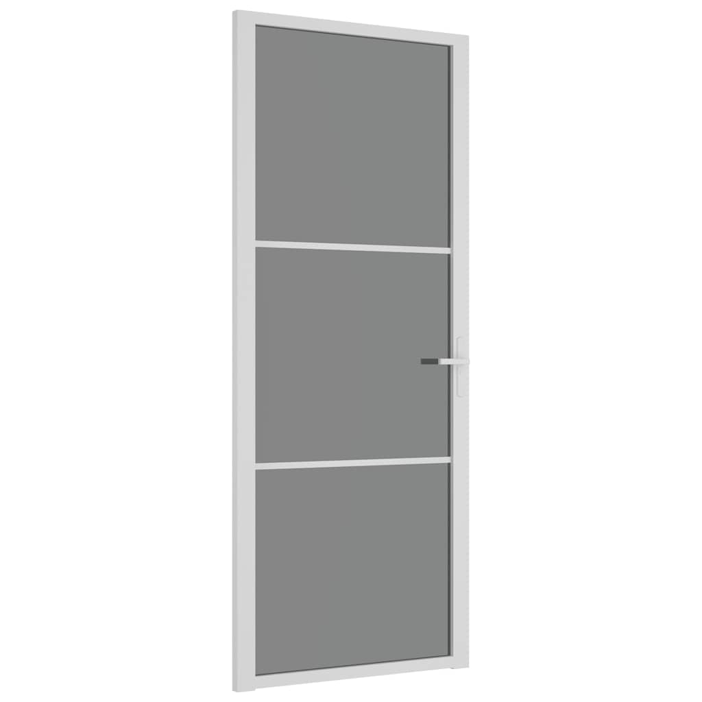 Porta Interna 83x201,5 cm Bianca in Vetro ESG e Alluminio