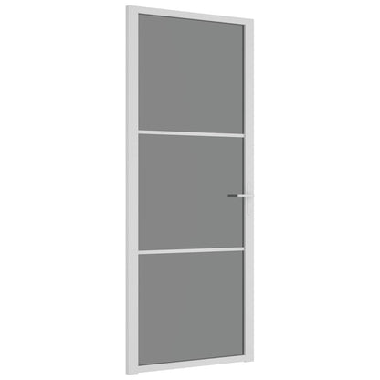 Porta Interna 83x201,5 cm Bianca in Vetro ESG e Alluminio