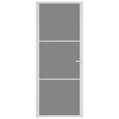 Porta Interna 83x201,5 cm Bianca in Vetro ESG e Alluminio