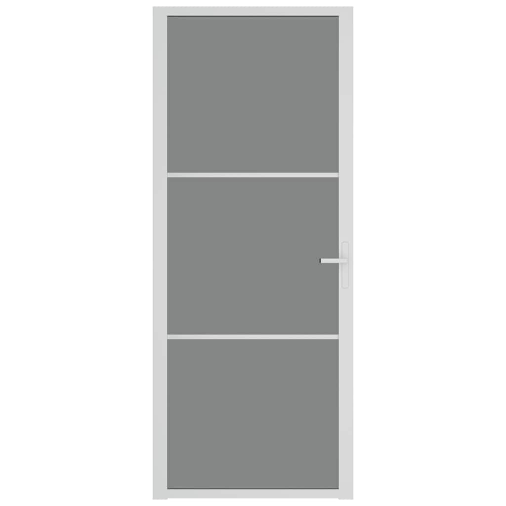 Porta Interna 83x201,5 cm Bianca in Vetro ESG e Alluminio