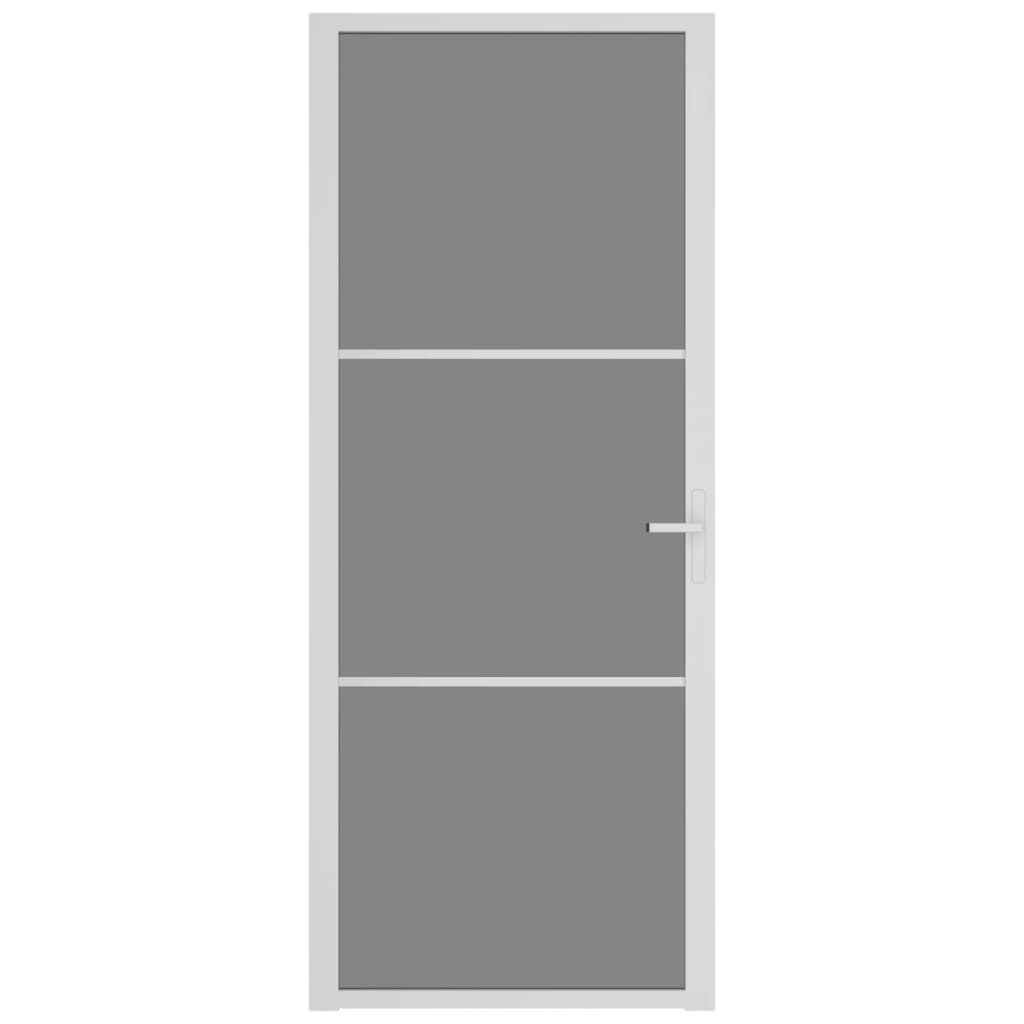 Porta Interna 83x201,5 cm Bianca in Vetro ESG e Alluminio