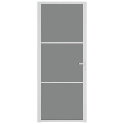 Porta Interna 83x201,5 cm Bianca in Vetro ESG e Alluminio